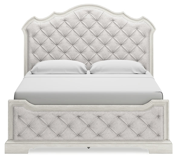 Arlendyne King Upholstered Bed with Mirrored Dresser and Chest