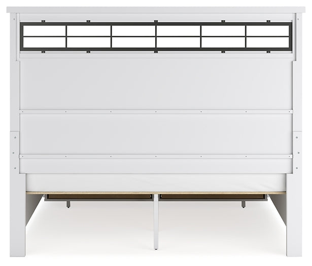 Ashbryn King Panel Storage Bed with Mirrored Dresser and Chest