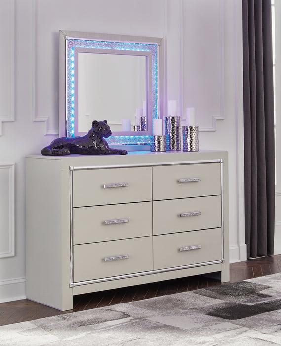 Zyniden Full Upholstered Panel Bed with Mirrored Dresser and Nightstand