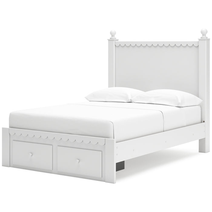 Mollviney Full Panel Storage Bed with Mirrored Dresser and Chest