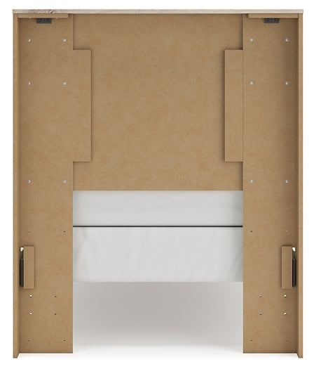 Lawroy Twin Panel Headboard with Mirrored Dresser and Chest