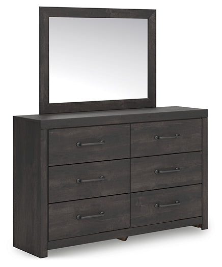 Hollivern Twin Panel Bed with Mirrored Dresser