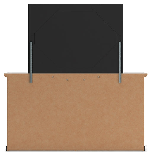 Queen Panel Bed with Mirrored Dresser