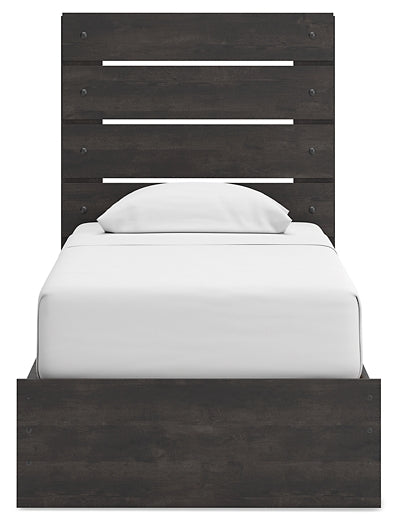 Hollivern Twin Panel Bed with Storage with Mirrored Dresser, Chest and Nightstand