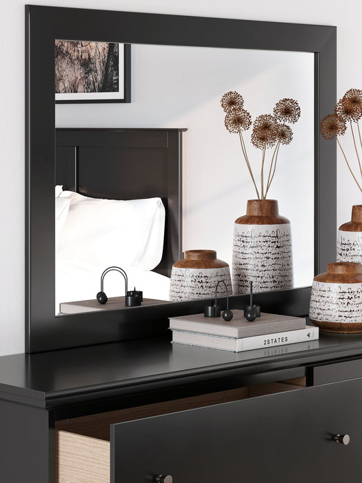 Twin Panel Bed with Mirrored Dresser and Nightstand