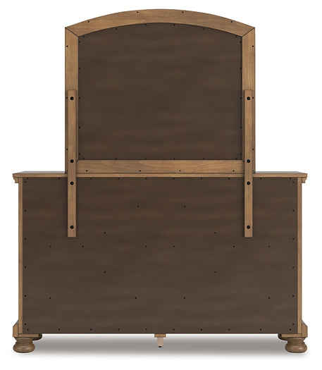 Feddinger California King Storage Sleigh Bed with Mirrored Dresser, Chest and Nightstand