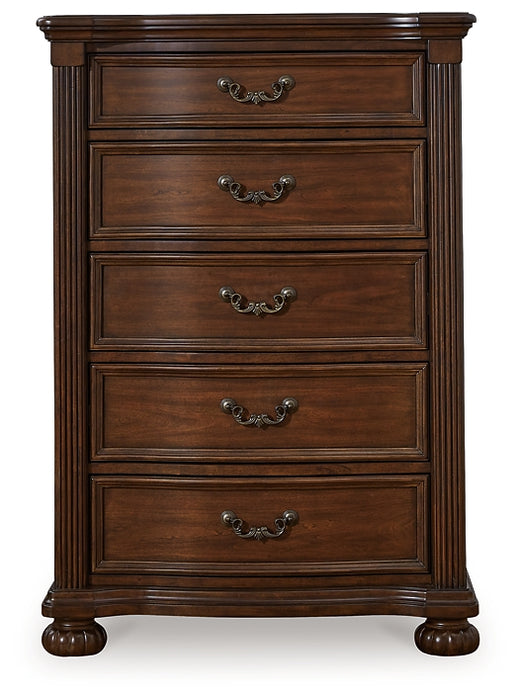 Lavinton King Poster Bed with Mirrored Dresser, Chest and Nightstand