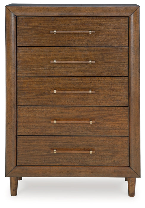Lyncott Queen Upholstered Bed with Mirrored Dresser, Chest and Nightstand