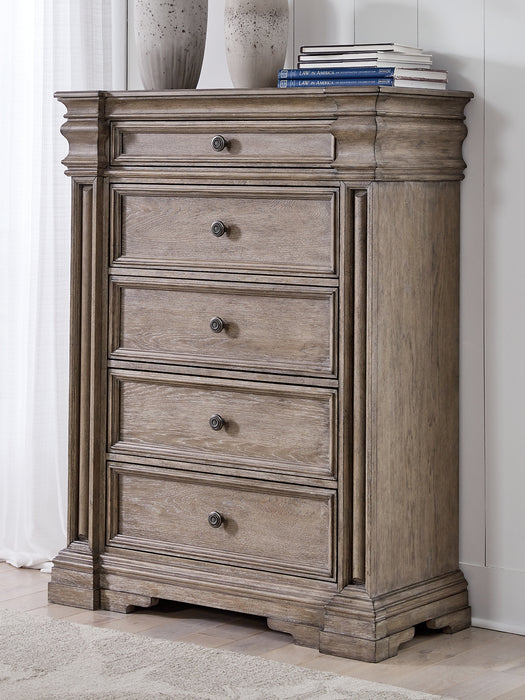 Blairhurst Queen Panel Bed with Mirrored Dresser and Chest