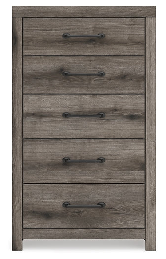 Graystorm Full Panel Bed with Storage with Mirrored Dresser and Chest
