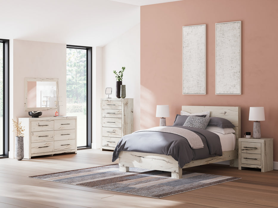Lawroy Full Panel Bed with Mirrored Dresser, Chest and Nightstand