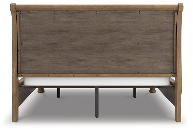 Feddinger California King Storage Sleigh Bed with Mirrored Dresser and Nightstand