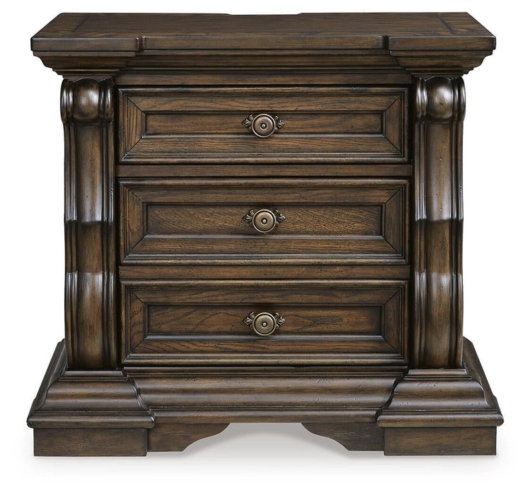 Maylee Queen Canopy Bed, Dresser, Mirror and Nightstand