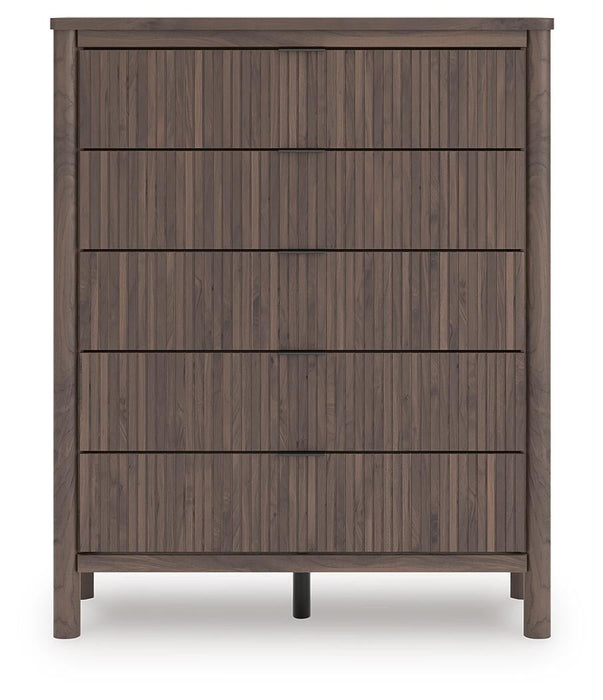 Pamytta Twin Upholstered Panel Platform Bed, Dresser, Mirror, Chest and Nightstand