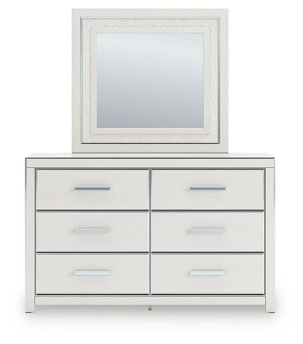 Zuraleus King Upholstered Panel Platform Bed, Dresser, Mirror and Nightstand